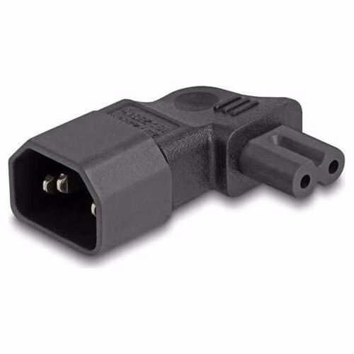Delock Napájecí adaptér IEC 60320 – z C14 na C7, zástrčka / zásuvka, 2,5 A, 90°, pravoúhlý