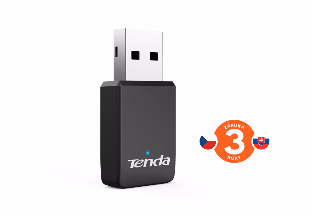 Tenda U9 WiFi AC650 USB adaptér, 633 Mb/s (433 + 200 Mb/s), 802.11 ac/a/b/g/n, OS Win XP/7/8/10/11