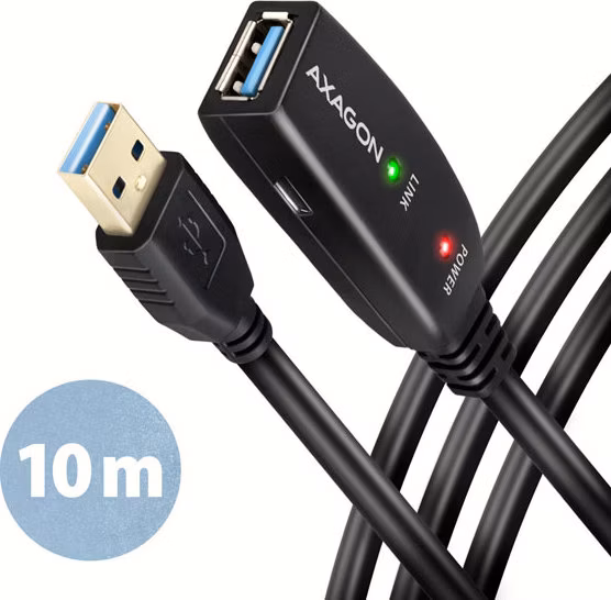 AXAGON ADR-310, USB 3.2 Gen 1 A-M -> A-F aktivní prodlužovací / repeater kabel, 10m