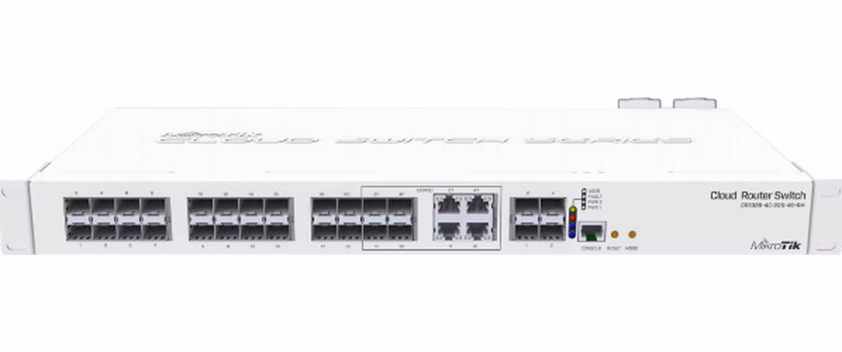 MikroTik Cloud Router Switch CRS328-4C-20S-4S+RM, 800MHz CPU,512MB RAM, 20x SFP, 4x SFP+, 4x LAN combo, vč. L5