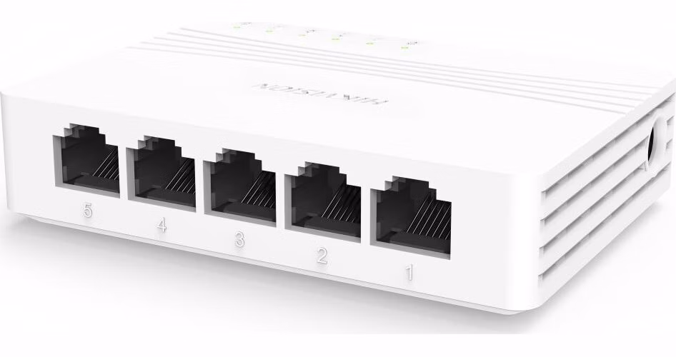 HIKVISION switch DS-3E0505D-E/ 5x port/ 10/100 Mbps RJ45 ports/ 1 Gbps/ napájení 5 VDC, 0.6 A