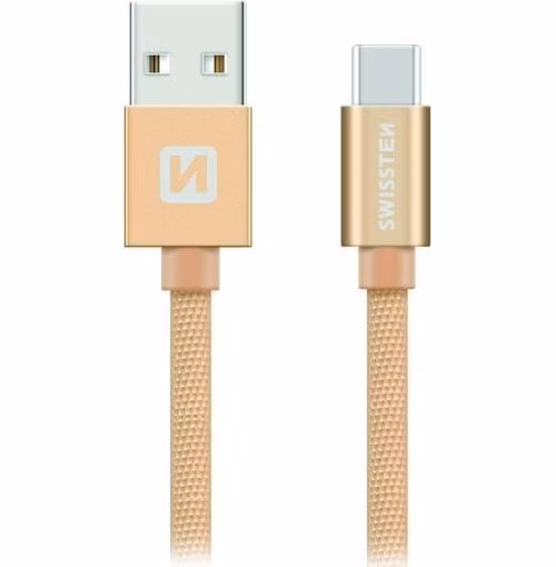 Swissten Datový Kabel Textile Usb / Usb-C 1,2 M Zlatý