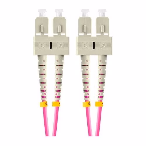 LANBERG optický patch cord MM SC/UPC-SC/UPC duplex 2m LSZH OM4 50/125 průměr 3mm, barva magenta
