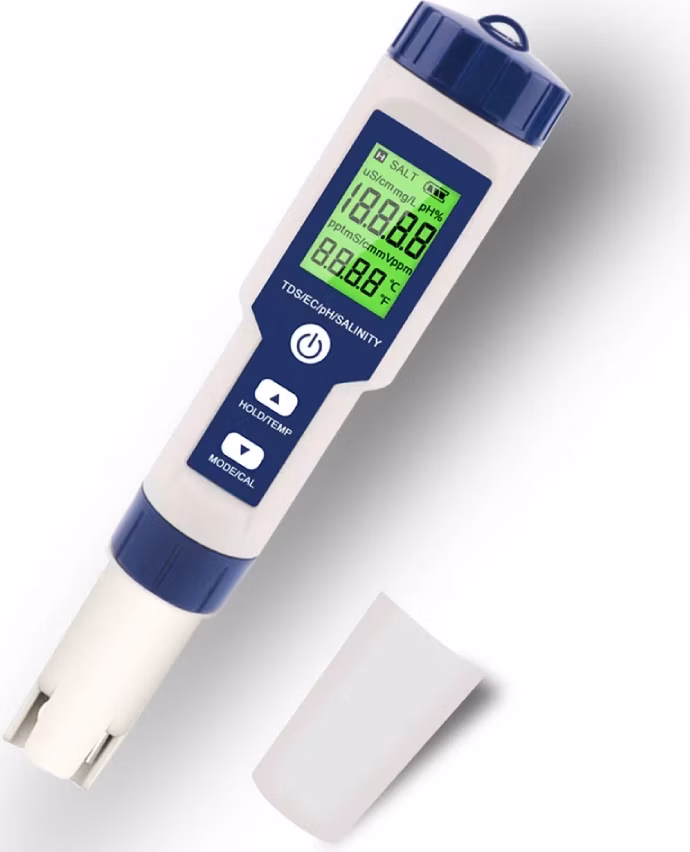 W-Star Tester vody 5v1 EZ9909SP na pH, vodivosť, TDS a salinitu pre bazény, studne