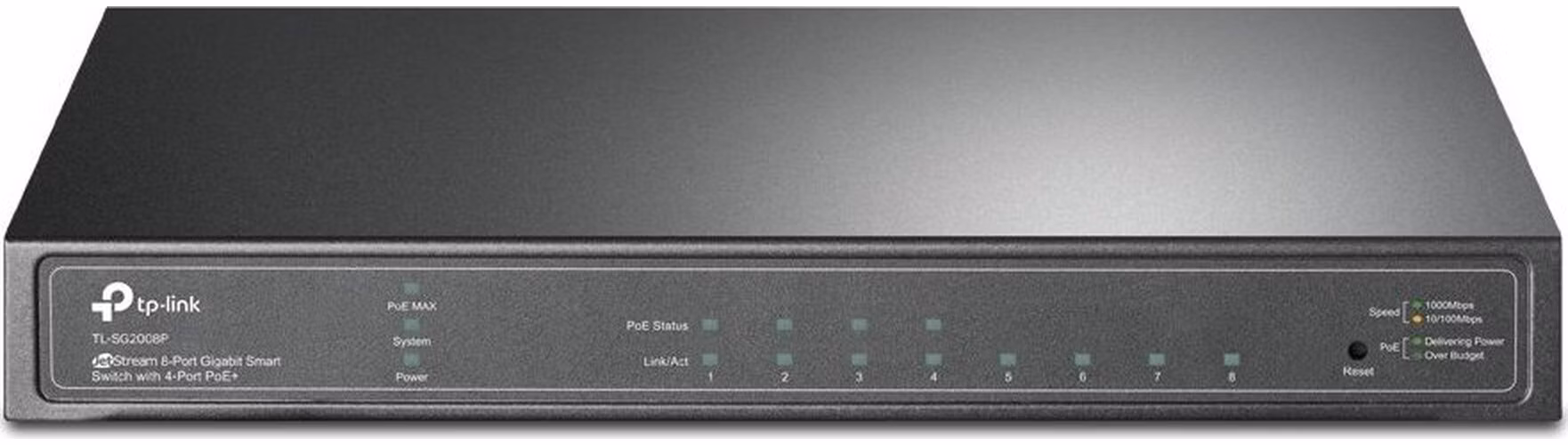 Omada 8-Port Gigabit Smart Switch with 4-Port PoE+ PORT: 4× Gigabit PoE+ Ports SPEC: 802.3at/af, 62 W PoE Power, Desktop