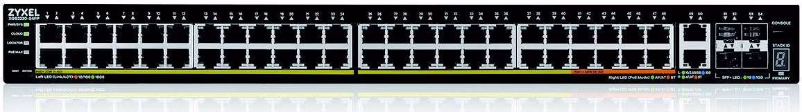 Zyxel XGS2220-54FP, L3 Access Switch, 960W PoE, 40xPoE+/10xPoE++, 48x1G RJ45 2x10mG RJ45, 4x10G SFP+ Uplink, incl. 1 yr
