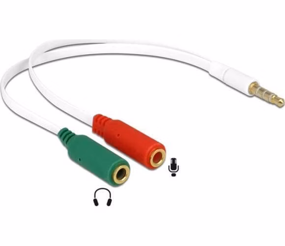 Delock adaptér sluchátek 1 x 3.5 mm 4 pin Stereo jack samec > 2 x 3.5 mm 3 pin Stereo jack samice (iPhone)