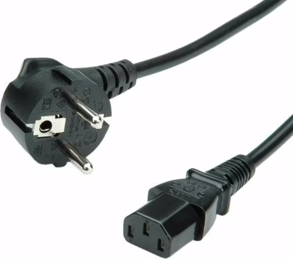 Kábel sieťový 230V, vidlica (CEE7/7) lomená - C13, 1.8m, 0.75mm?, 10A, čierny