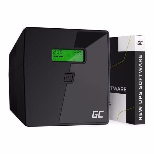 Green Cell Nepřerušitelný zdroj napájení UPS 1000VA 700W s LCD displejem Čistá sinusovka | VERZE EU | 2x Schuko 2x IEC zásuvky