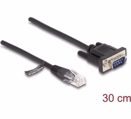 Delock Kabel ze zástrčky RJ45 na zástrčku sériového rozhraní RS-232 D-Sub 9, 30 cm, černý