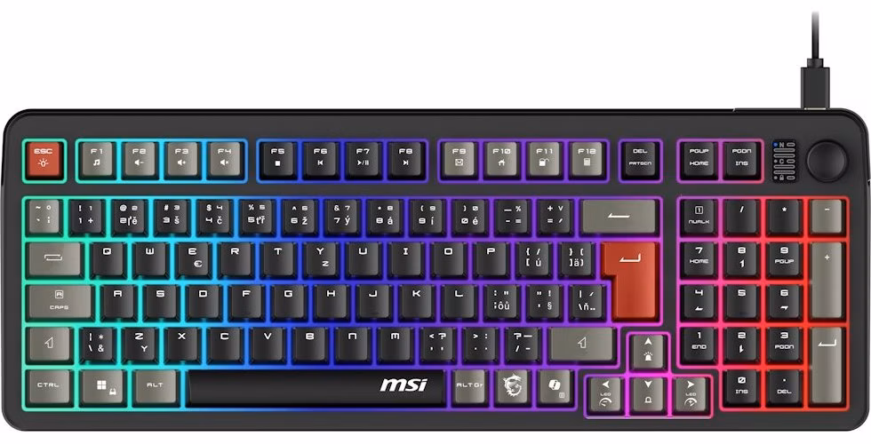 MSI herní klávesnice FORGE GK110/ drátová/ RGB podsvícení/ USB/ CZ+SK layout