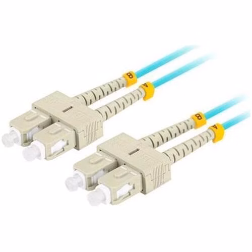 LANBERG optický patch cord MM SC/UPC-SC/UPC duplex 5m LSZH OM3 50/125 průměr 3mm, barva cyan