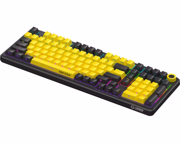 Lorgar KBA4195YL, mechanická herná klávesnica, 101 klávesov, Toxic Purple Switch, Hot-Swap, RGB, USB-C
