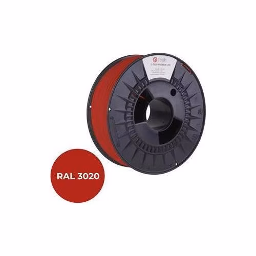 C-TECH tisková struna PREMIUM LINE ( filament ) , PLA, dopravní červená, RAL3020, 1,75mm, 1kg