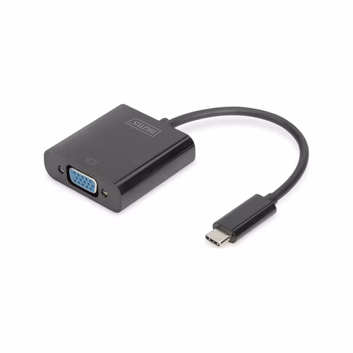 DIGITUS Adaptér USB typu C na VGA, délka kabelu Full HD 1080p: 19,5 cm, černá