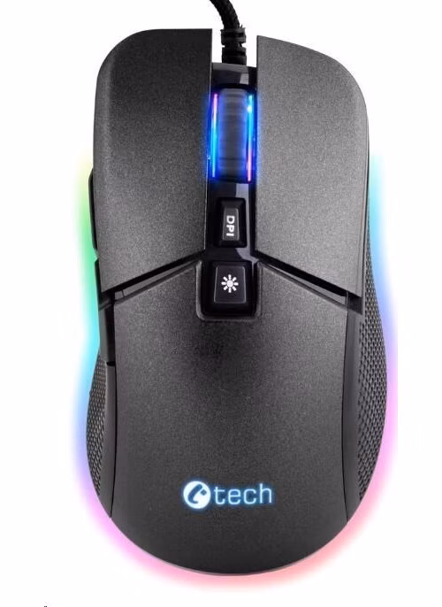 C-TECH herná myš Dawn, pre príležitostné hranie, 6400 DPI, RGB podsvietenie, USB