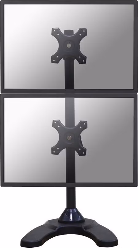 Neomounts FPMA-D700DDV/Držák displeje/na stůl/10-27"/stojan+průchodka/VESA 100X100/nosn. 2x6kg/2 displeje vert/černý