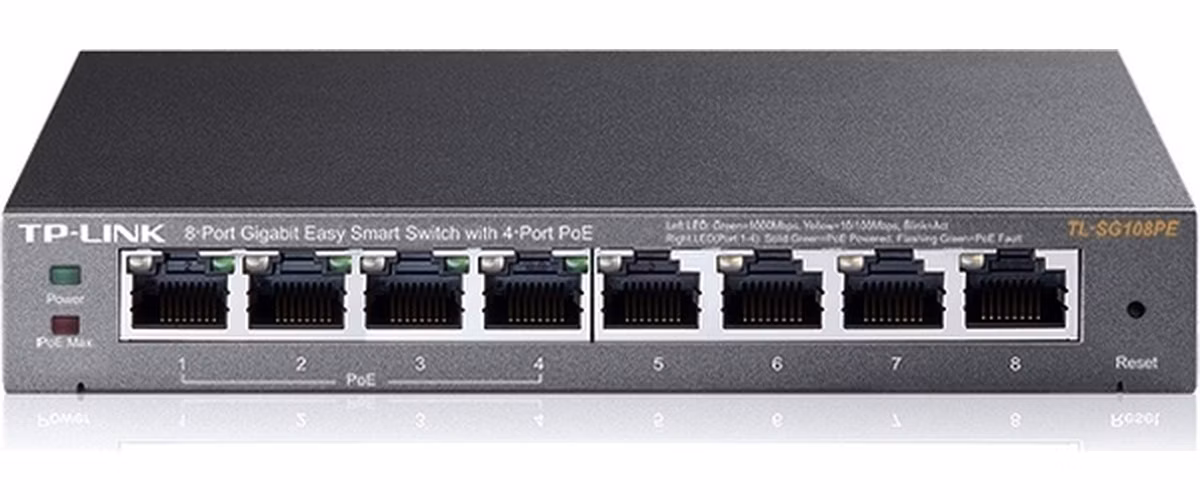 8-Port Gigabit Easy Smart Switch with 4-Port PoE+ PORT: 4× Gigabit PoE+ Ports, 4× Gigabit Non-PoE Ports SPEC: 802.3af/at