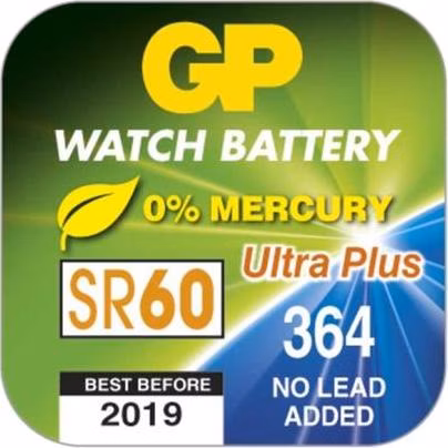 GP 364F (SR60, SR621, V364) (SR60, 6.8 x 2.15 mm)