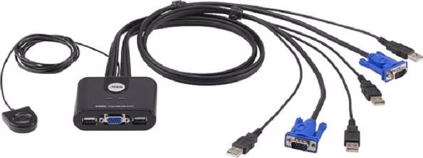 ATEN 2-Port USB VGA Cable KVM Switch with Remote Port Selector