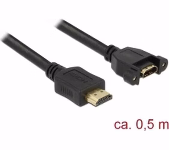 Delock Kabel HDMI-A samec > HDMI-A samice montážní panel 4K 30 Hz 0,5 m