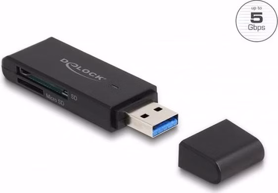 Delock SuperSpeed USB 5 Gbps čtečka karet pro paměťové karty SD a Micro SD