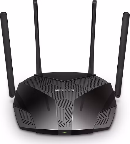 AX1800 Dual-Band Wi-Fi 6 Router SPEED: 574 Mbps at 2.4 GHz + 1201 Mbps at 5 GHz SPEC: 4× Fixed External Antennas, 3× Gig