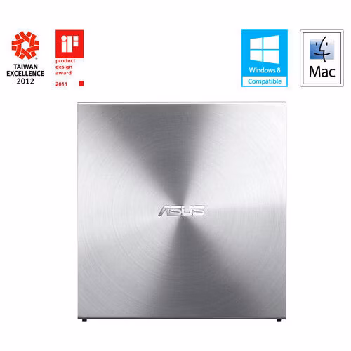 ASUS DVD SDRW-08U5S-U/SIL/G/AS, externá tenká DVD-RW, strieborná, USB + Cyberlink Power2Go 8