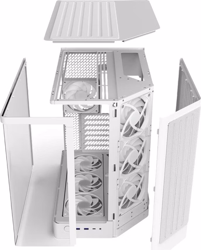 NZXT skříň H6 RGB dvoukomorová / MidT / 3x120mm RGB fan + controller / 2xUSB 3.2 / USB-C / zaoblená prosklená / bílá