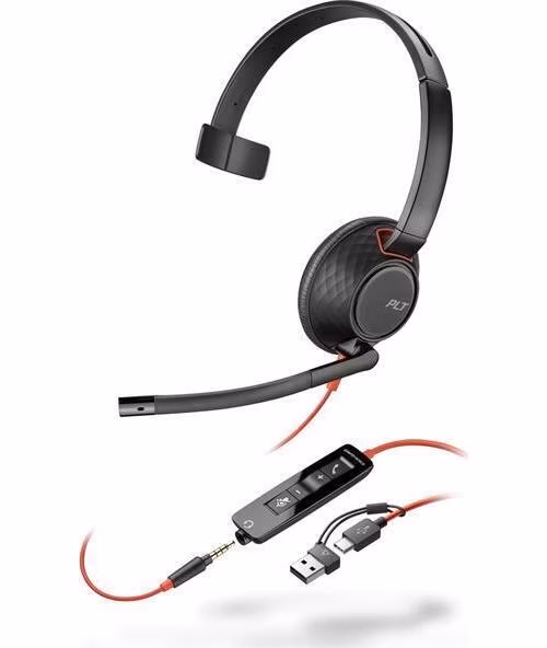 Poly Blackwire 5210 náhlavní souprava, 3.5 mm jack + USB-C/A adaptér, mono