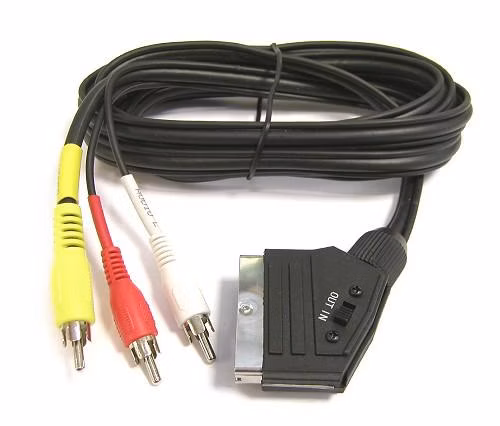 Kábel PremiumCord SCART - 3xCINCH M/M 1.5m prepínač vstup/výstup