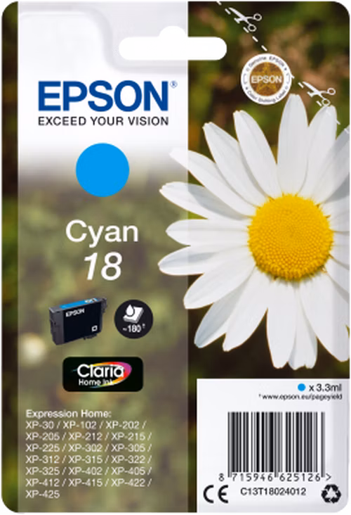 EPSON cartridge T1802 cyan (sedmikráska)