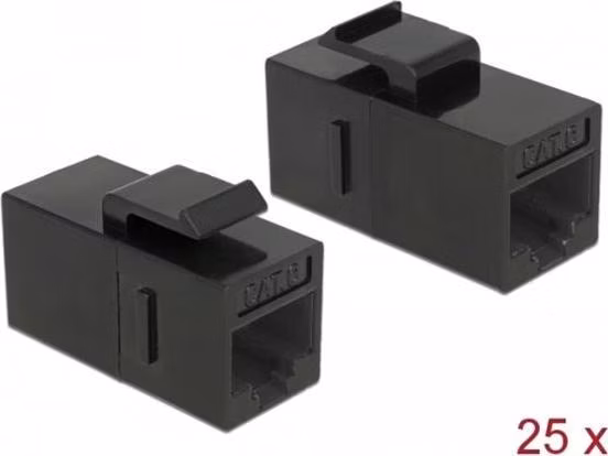 Delock Keystone Modul RJ45 jack > RJ45 jack Cat.6 UTP černý 25 ks