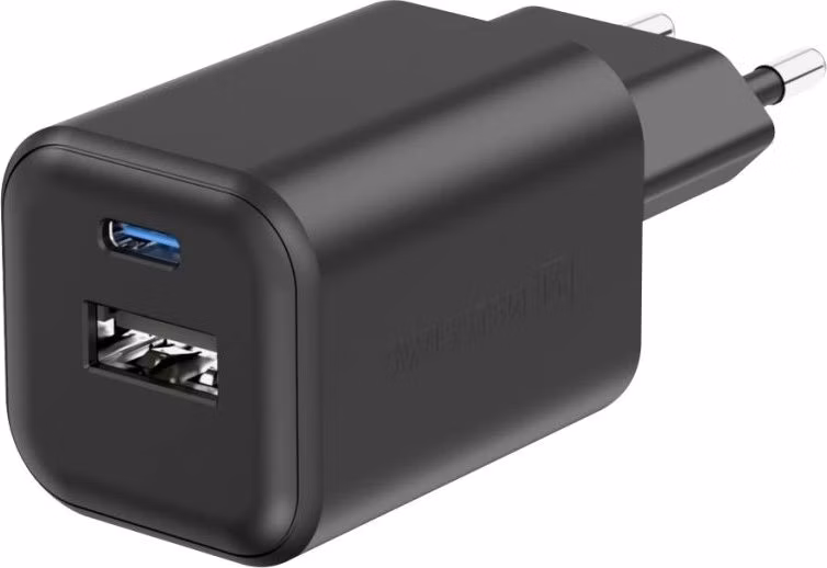 SWISSTEN SÍŤOVÝ ADAPTÉR GaN 1x USB-C 45W PD + 1x USB-A 18W QC ČERNÝ