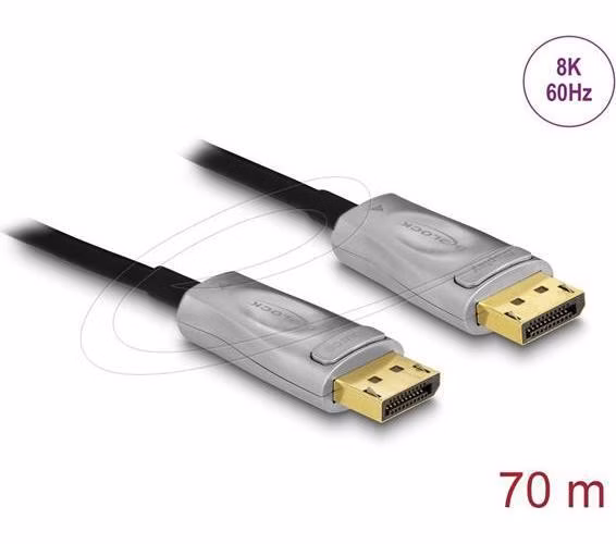 Delock Aktivní optický kabel DisplayPort 1.4 8K 70 m