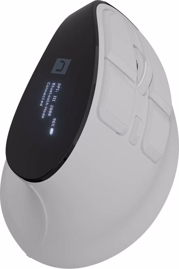 Vertikálna bezdrôtová myš Natec EUPHONIE PRO/Vertikálna/Blue Sense/Pre pravákov/4 000 DPI/USB+BT/Biela