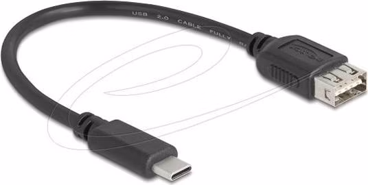 Delock USB 2.0 kabel USB Type-C samec na EASY USB Type-A samice 0,2 m, černý