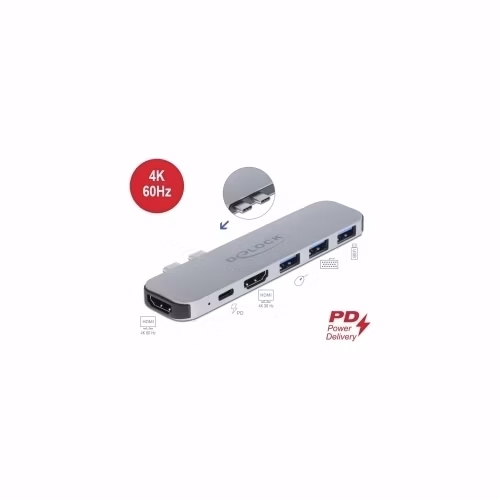Delock Dokovací stanice pro počítač MacBook, duální, HDMI 4K / PD / Hub