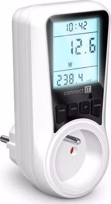 CONNECT IT PowerMeter Pro měřič spotřeby el. energie, podsvícený LED display, dětská pojistka