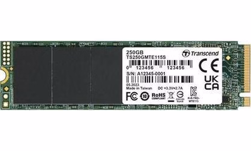 TRANSCEND TS250GMTE115S - 250GB, M.2 2280,PCIe Gen3x4, NVMe, TLC, DRAM-less