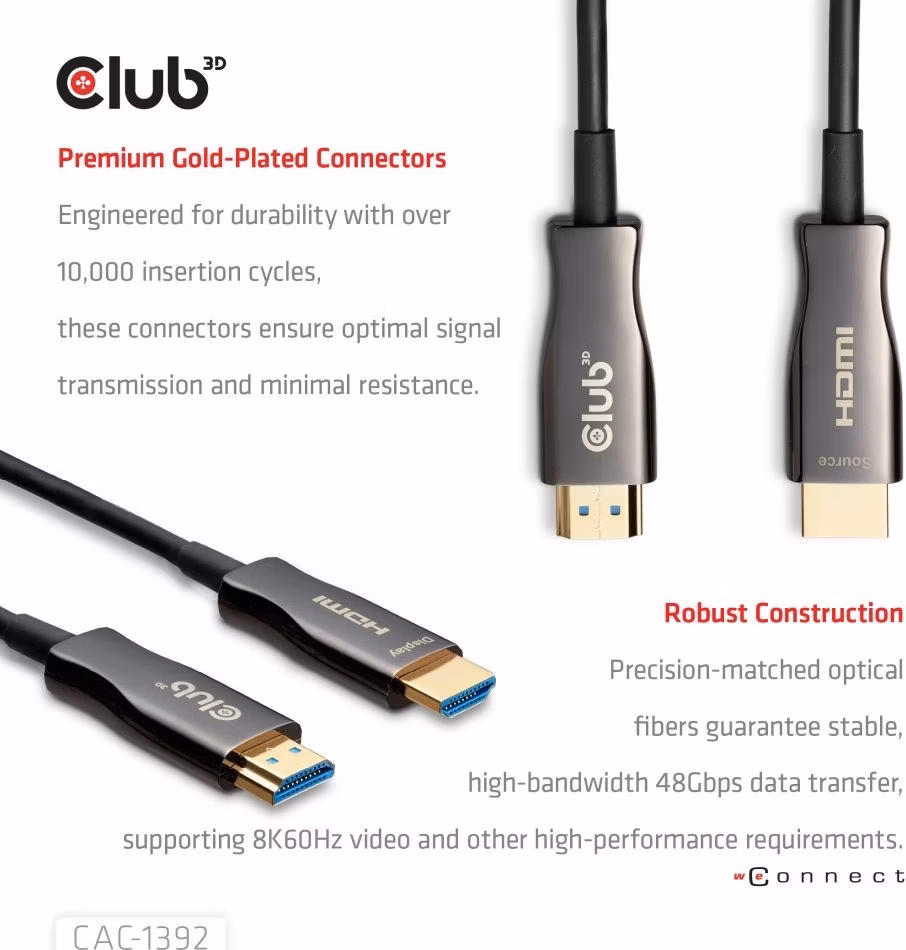 Club3D Kabel aktivní hybridní optický HDMI 2.1 8K60Hz/4K120Hz, (M/M), 30m
