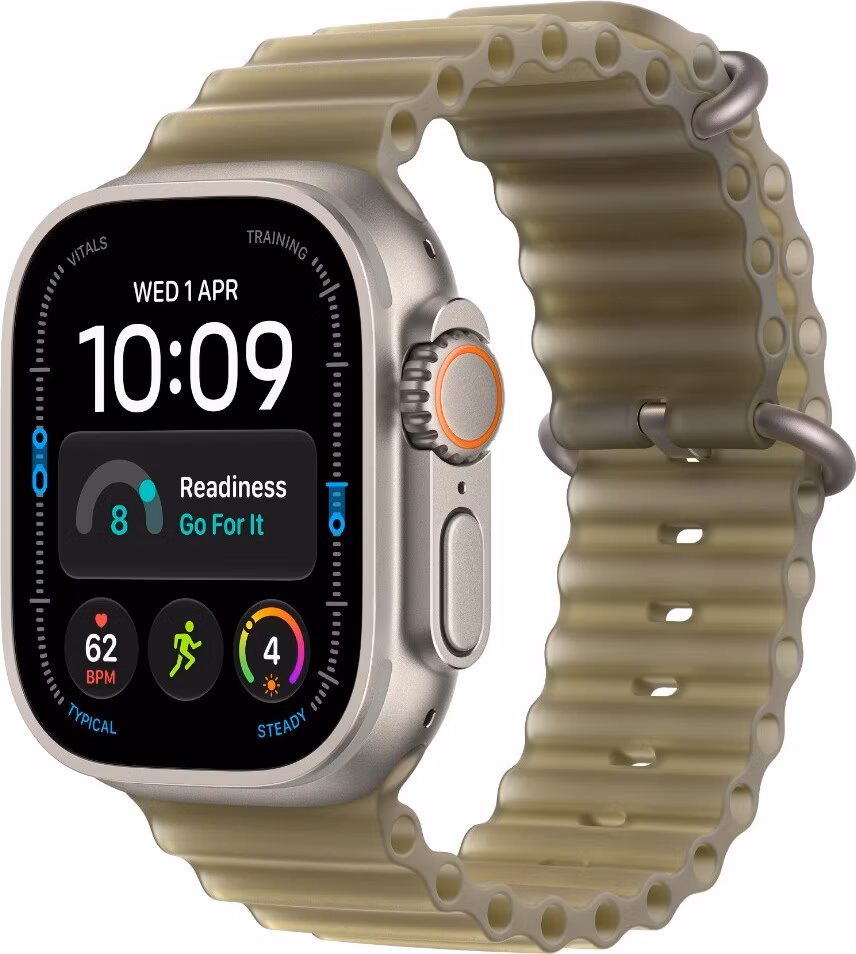 Apple Watch 49mm Translucent Kelp Ocean Band - Natural Titanium Finish