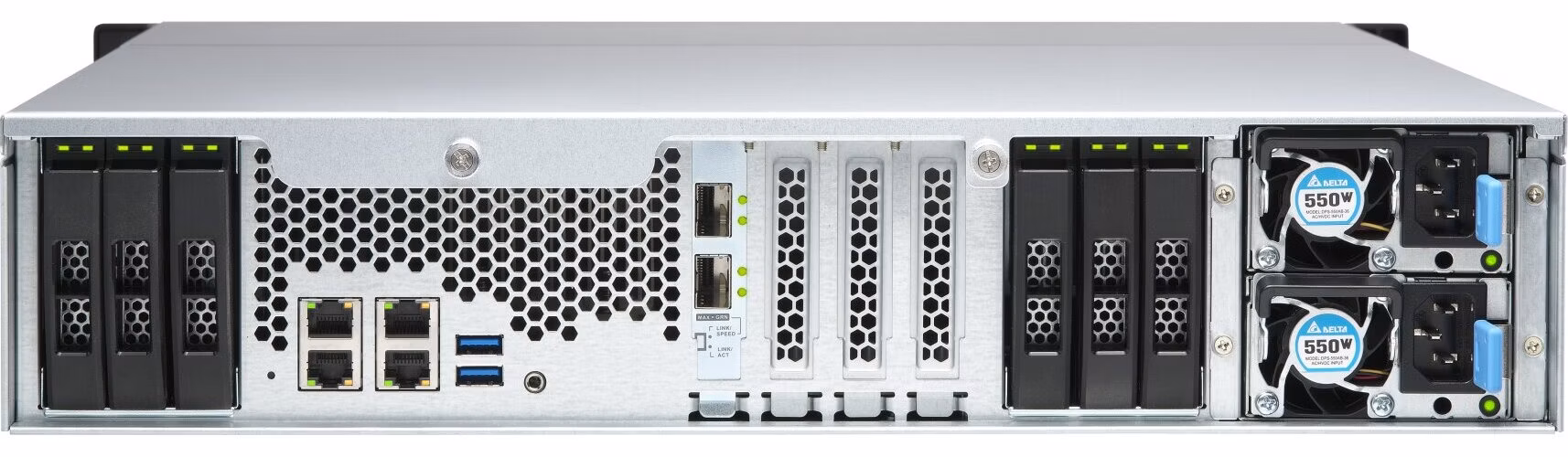 QNAP TS-h1886XU-RP-R2-D1622-16G (Xeon 3,2GHz, ZFS, 16GB ECC RAM, 12x3,5"+6x2,5", 4xGbE,2x10GbE SFP+)