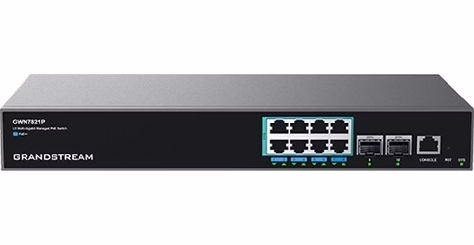Grandstream GWN7821P managed Network Switch L3, 8x2, 5G, SFP+, PoE, VLAN, IGMP, MLD, MVR