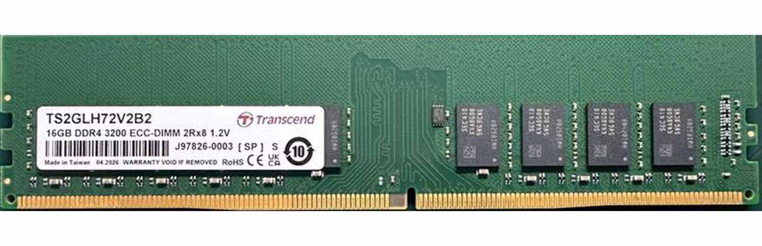 Transcend paměť 16GB DDR4 3200 ECC-DIMM 2Rx8 1Gx8 CL22 1.2V SEC-1z