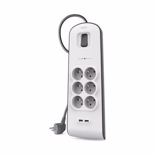 Belkin přepěťová ochrana BSV604 - 6-zásuvka, 2xUSB/2.4A, 2m
