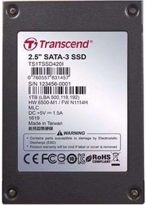 TRANSCEND SSD420I 1TB Industrial SSD disk2.5" SATA3, MLC, Ind., Iron case, černý
