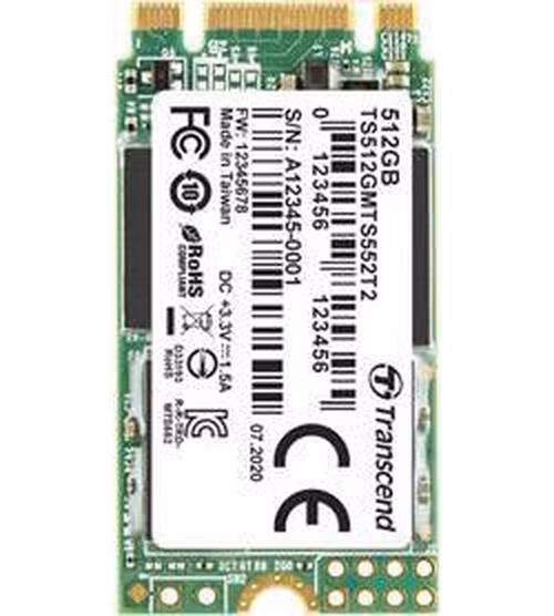 TRANSCEND MTS552T2 512GB Industrial 3K P/E SSD disk M.2, 2242 SATA III 6Gb/s (3D TLC), 560MB/s R, 510MB/s W