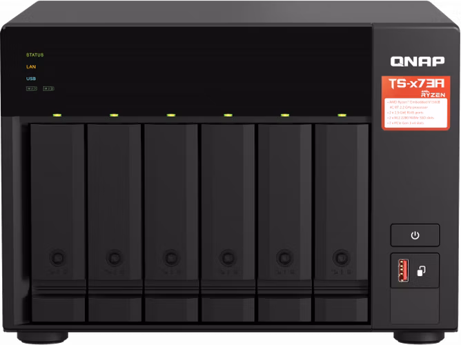 QNAP TS-673A-8G (Ryzen 2,2GHz / 8GB RAM / 6x SATA / 2x M.2 NVMe slot / 2x 2,5GbE / 2x PCIe / 4x USB)