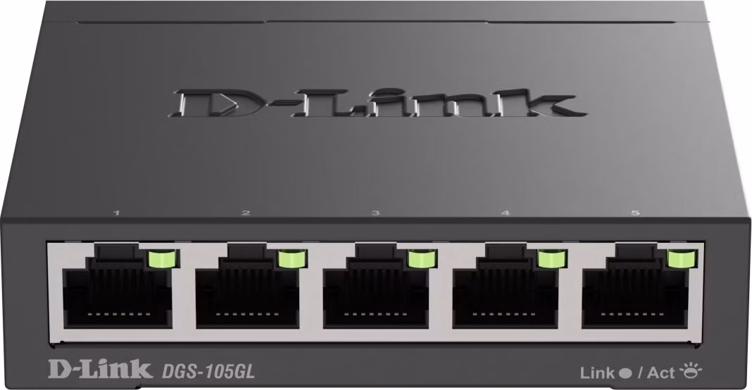 D-Link DGS-105GL 5-portový gigabitový stolný prepínač s kovovým puzdrom